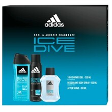 Adidas - Ice Dive Gift set Aftershave 100 ml, shower gel 250 ml and deodorant 150 ml - 100ml