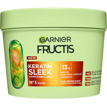 GARNIER - Fructis Keratin Sleek Mask - Maska pro suché a krepaté vlasy - 370ml