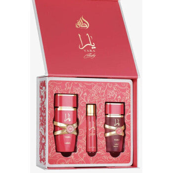 Lattafa Perfumes - Yara Candy Dárková sada EDP 100 ml, miniaturka EDP 12 ml a vlasový sprej 50 ml - 100ml