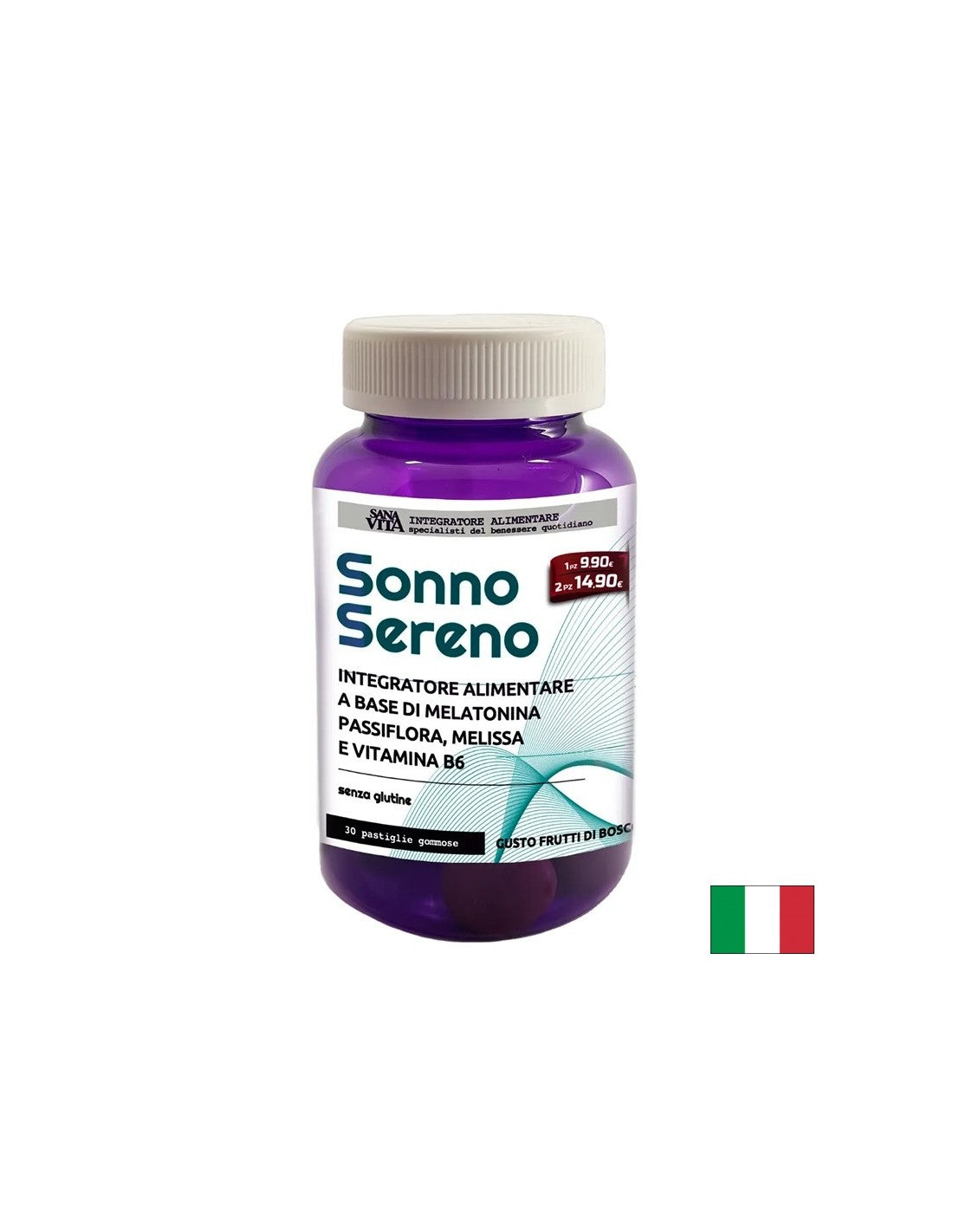 Мелатонин + пасифлора, маточина и витамин В6 - При стрес, безсъние, тревожност, 30 желирани таблетки - Feel You