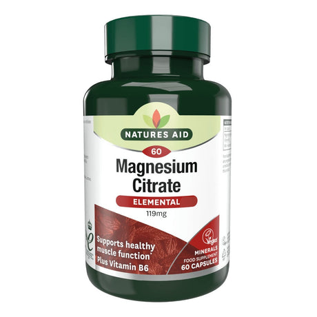 Магнезий Цитрат + Витамин В6 (Elemental Magnesium Citrate) 119мг 60 капсули NaturesAid - Feel You