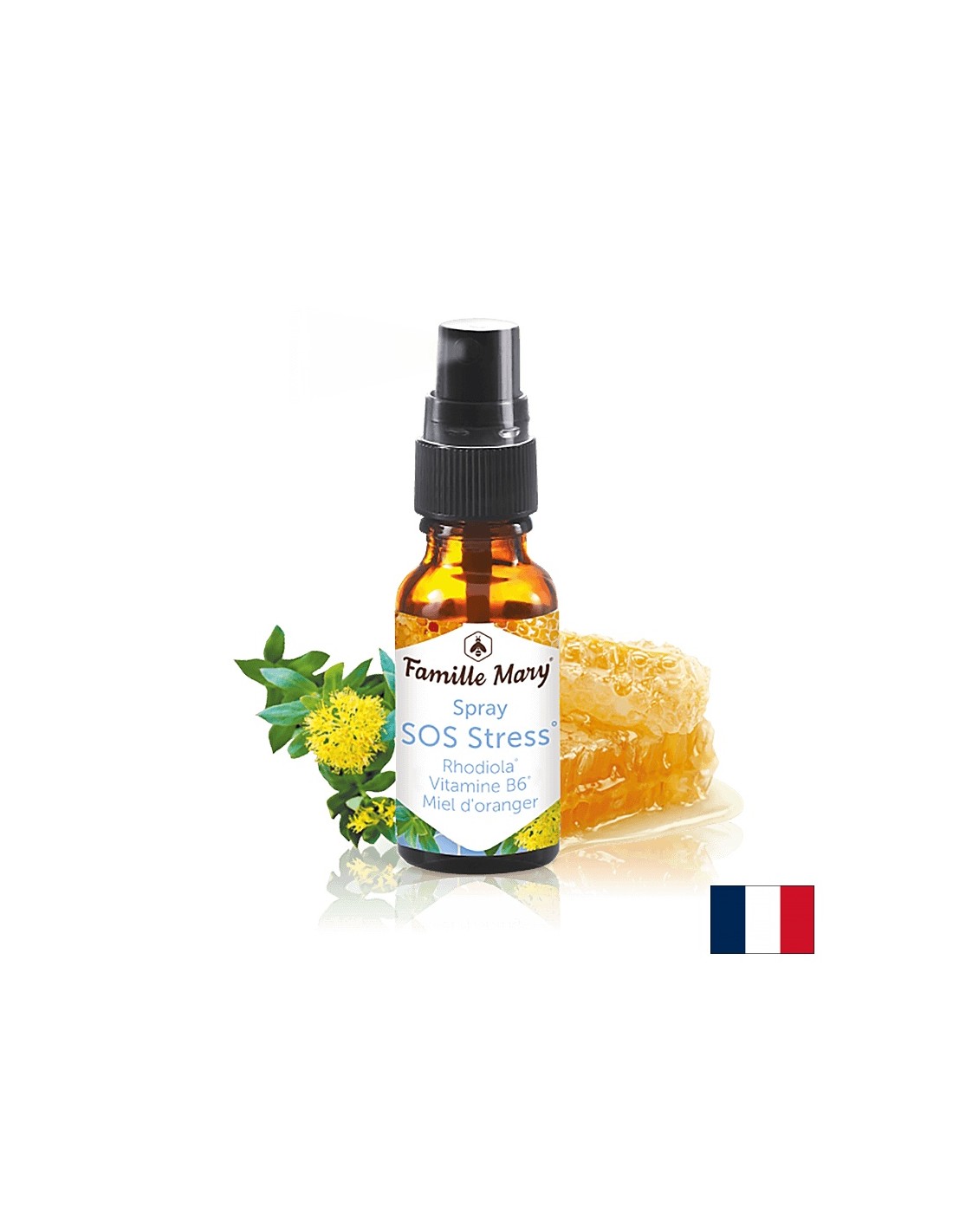 Антистрес спрей за уста със златен корен и витамин В6 - SOS Stress Rhodiola, Vitamin B6, Miel d’oranger, 20 ml - Feel You