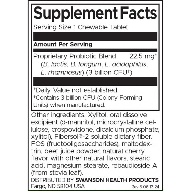 Дъвчащ пробиотик за деца с натурален вкус на череша - 60 дъвчащи таблетки - Feel You