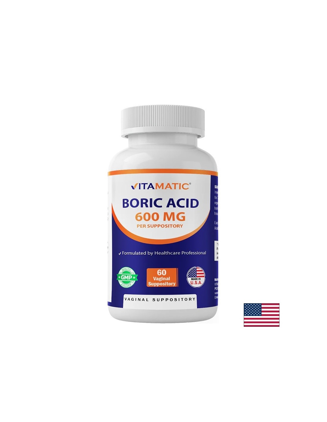 Борна киселина – Подкрепа при вагинални инфекции и дисбаланс, 600 mg, 60 супозитории - Feel You