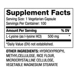 L-Lysine 500 mg / 100 Caps