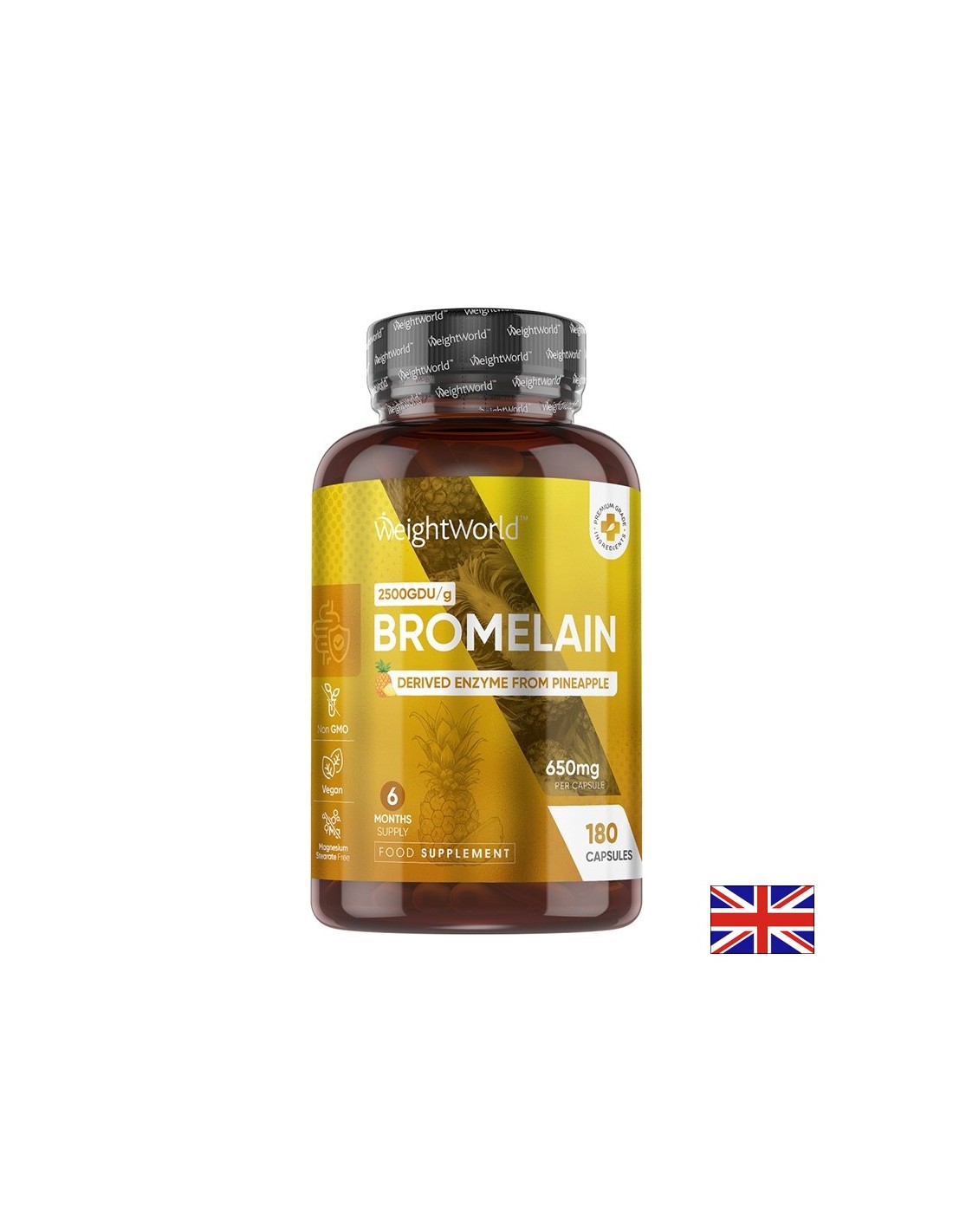 Бромелаин 650 mg – Храносмилане и противовъзпалителна подкрепа, 180 капсули - Feel You