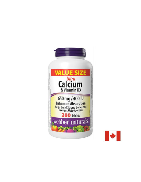 Костна система - Ултра Калций 650 mg + Витамин D3 400 IU, 280 таблетки - Feel You