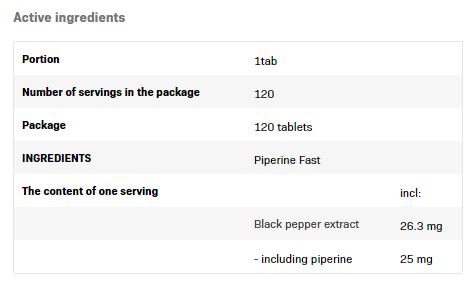 Piperine Fast / 120 Tabs - Feel You