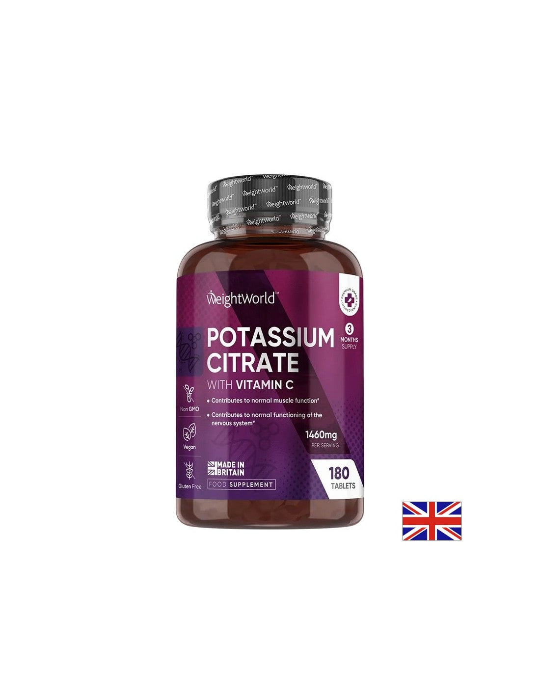 Калий цитрат 690 mg + Витамин C 40 mg – Мускули, нерви и сърце, 180 таблетки - Feel You