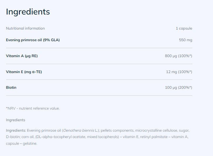 Gold-Vit A + E with Evening primrose oil and Biotin / 30 Caps