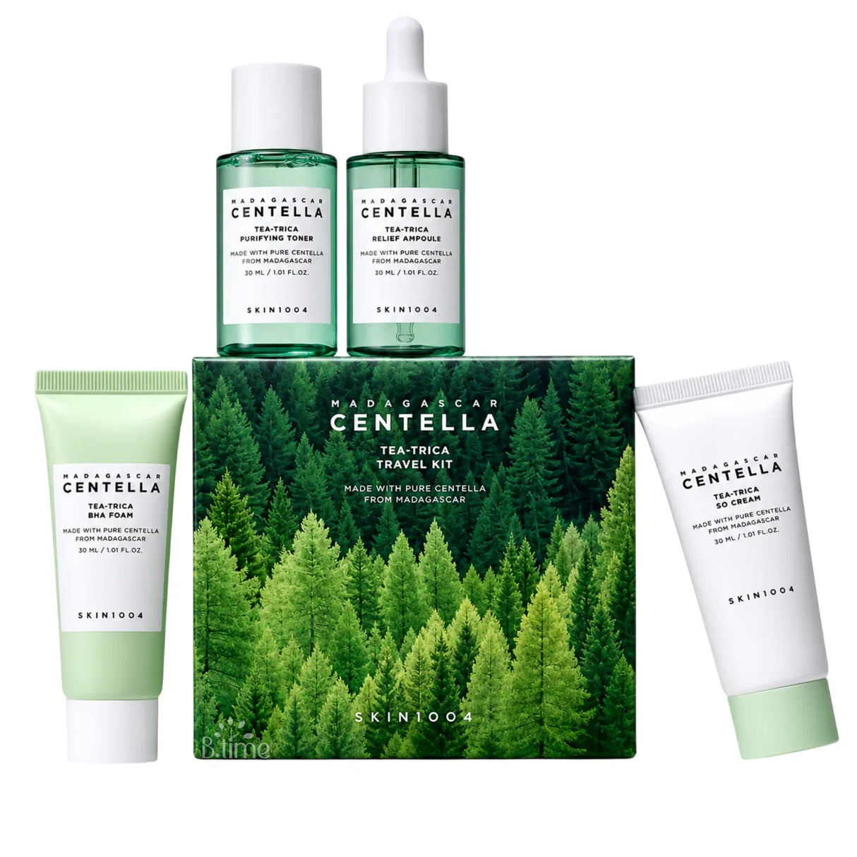 Madagascar Centella Set Skin1004: Tea-Trica, Soothing & Moisturizing, Daily, Cream, For Face, 30 ml + Tea-Trica, Cleansing & Soothing, Cleansing Foam, 20 ml + Tea-Trica, Balancing, Tonic Lotion, For Face, 30 ml + Tea-Trica, Smoothing, Day & Night, Ampo...