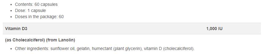 Vitamin D3 1000 IU 60 Гел капсули - Feel You