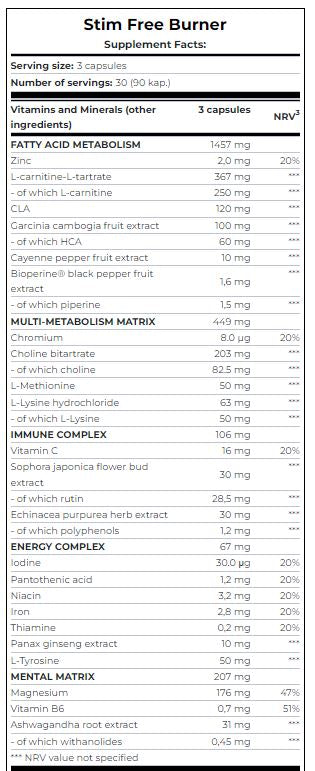 Stim Free Burner / 90 Caps