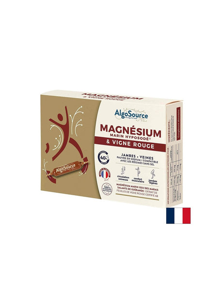 Морски магнезий + червена винена лоза – За кръвообращение, мускули и венозна подкрепа, 75 mg, 20 ампули - Feel You