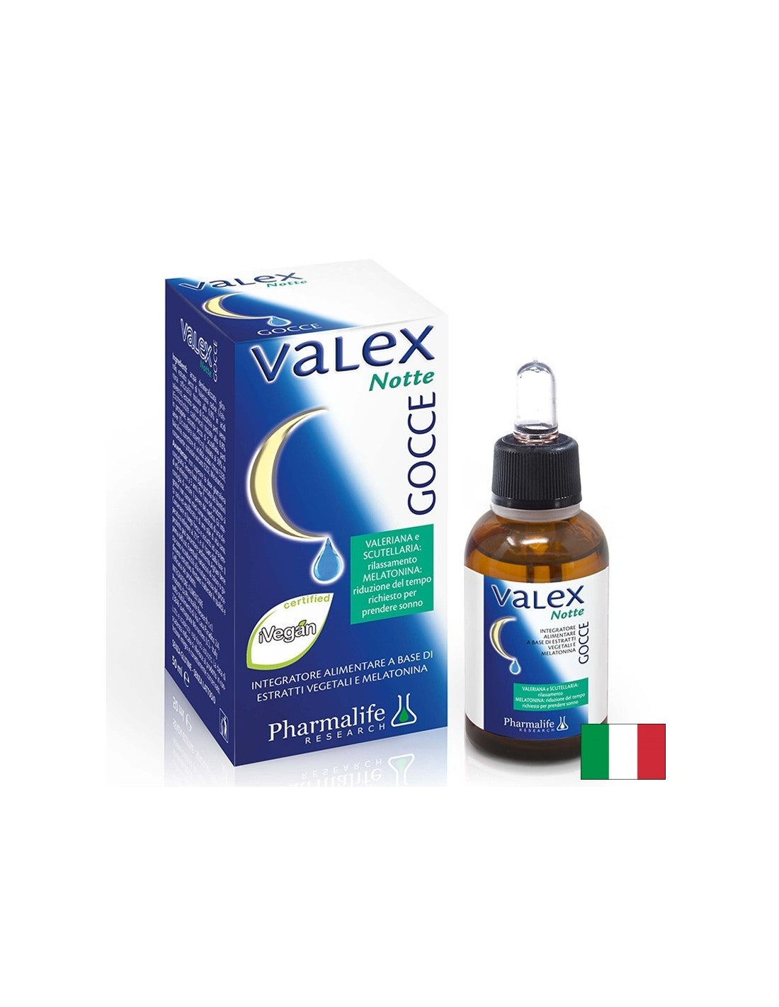 Валериана 80 mg + Мелатонин 1 mg + Калифорнийски мак – За по-бързо заспиване, Valex Notte Gocce, 50 ml капки - Feel You