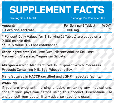 L-Carnitine 1000 mg / 60 Tabs - Feel You