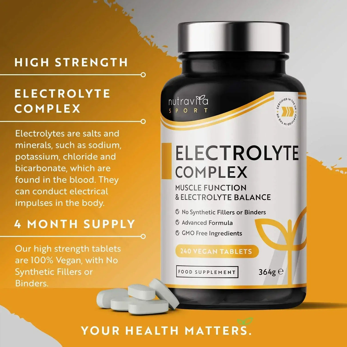 Electrolyte Complex 240 Vegan Tablets - Nutra Best Bulgaria
