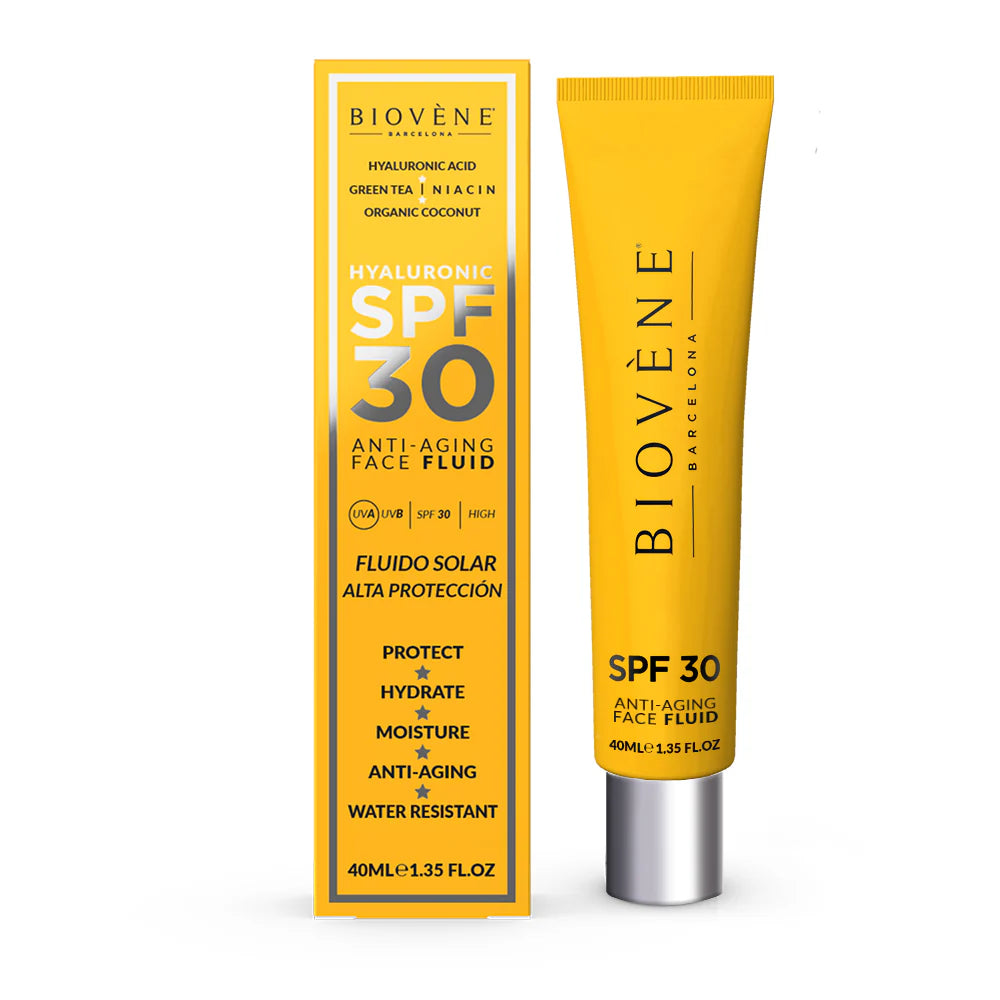 Хидратираща слънцезащита за лице SPF 30 с хиалуронова киселина против стареене - 40 мл
