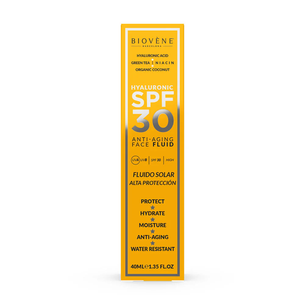 Хидратираща слънцезащита за лице SPF 30 с хиалуронова киселина против стареене - 40 мл