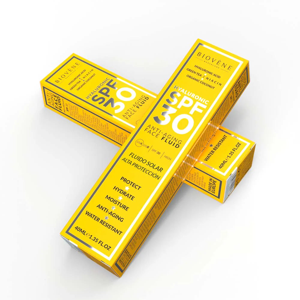 Хидратираща слънцезащита за лице SPF 30 с хиалуронова киселина против стареене - 40 мл
