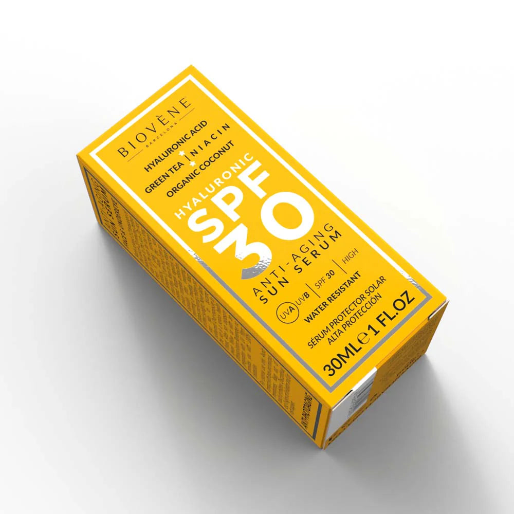 Слънцезащитен крем за лице SPF 30 с хиалуронова киселина против стареене - 30 мл
