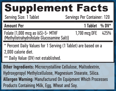 Methyl Folate 1000 mcg / 120 Тabs
