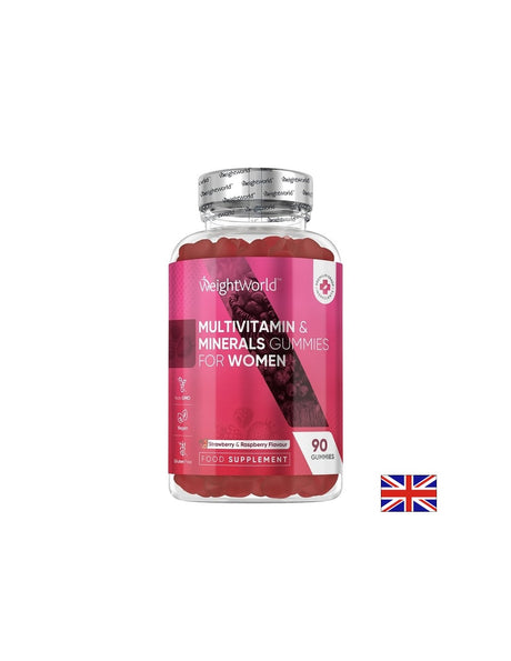 Мултивитамини и Минерали за жени, 90 желирани таблетки с вкус на ягода и малина - Feel You