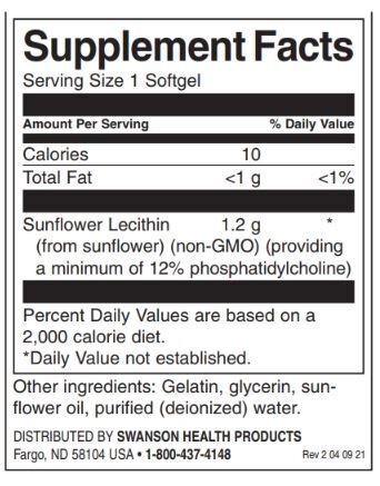 Sunflower Lecithin 1 200 mg | from Non-GMO Sunflower Seeds - 90 Гел капсули - Feel You
