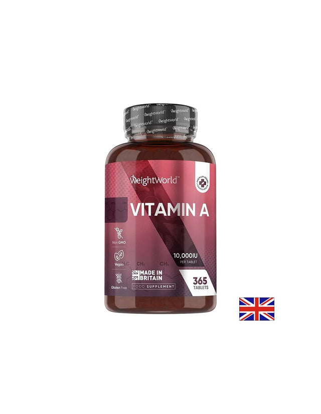 Витамин A 10 000 IU / 3000 µg – Зрение, имунитет и кожа, 365 таблетки - Feel You
