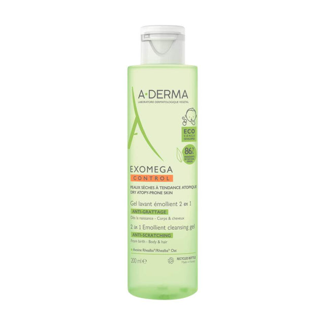 A-Derma, Exomega Control, Anti-Scratching & Soothing, Cleansing Gel, For Hair & Body, 200 ml - Feel You