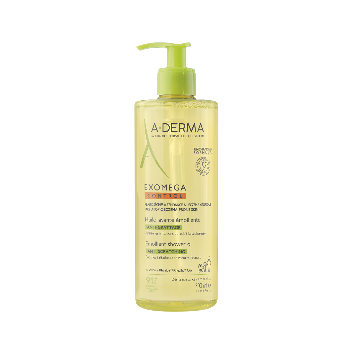 A-Derma, Exomega Control, Emollient, Shower Oil, For Very Dry To Atopic Sensitive Skin, 500 ml - Feel You