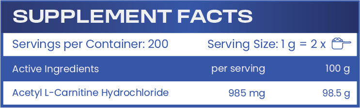 ACETYL L-CARNITINE POWDER - 200 g - Feel You