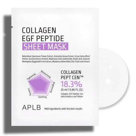 APLB - Collagen EGF Peptide Sheet Mask - Moisturizing and Firming Sheet mask for Face - 1pc/25ml - Feel You