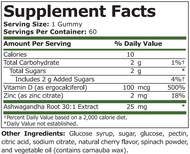 ASHWAGANDHA COMPLEX CHERRY FLAVORED - 60 gummies