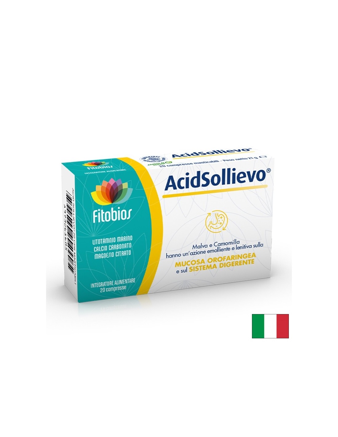 Acid Sollievo – Бързо облекчение при киселини и подуване, 20 дъвчащи таблетки - Feel You