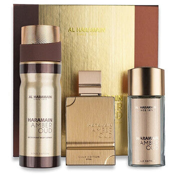 Al Haramain - Amber Oud Gold Edition Extreme Gift Set Extrait de Parfum 75 ml, extrait de parfum 30 ml and body veil 250 ml - 75ml - Feel You
