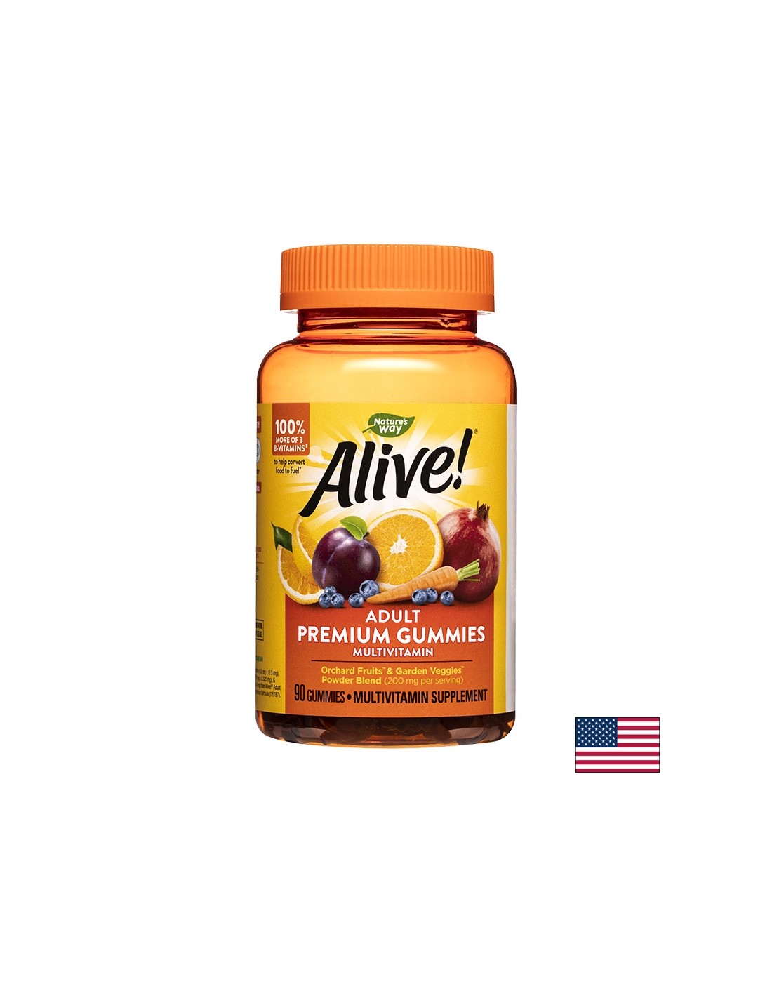 Alive! Adult Premium Gummies Multivitamin / Алайв! Премиум мултивитамини за възрастни, 90 желирани таблетки Nature’s Way - Feel You