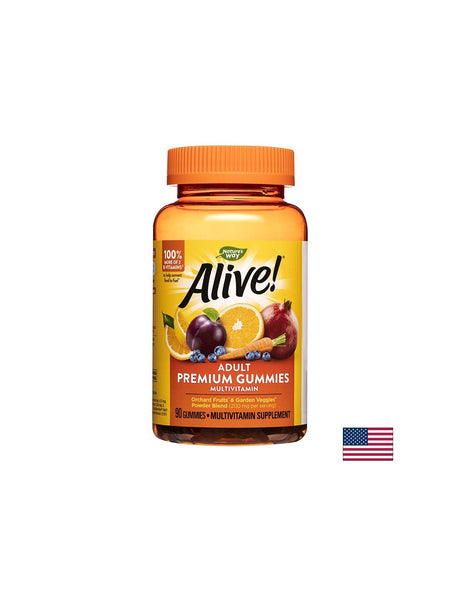 Alive! Adult Premium Gummies Multivitamin / Алайв! Премиум мултивитамини за възрастни, 90 желирани таблетки Nature’s Way - Feel You