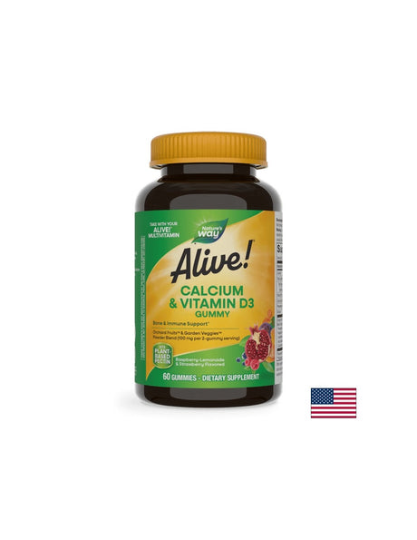 Alive! Calcium + D3 Gummies / Алайв! Калций + D3, 60 желирани таблетки Nature’s Way - Feel You