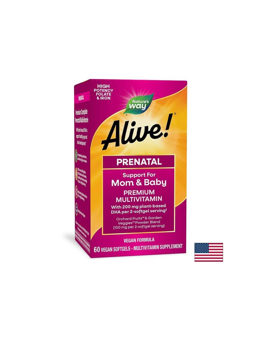 Alive! - Алайв Премиум мултивитамини за бременни с растителна DHA, 60 софтгел капсули Nature’s Way - Feel You