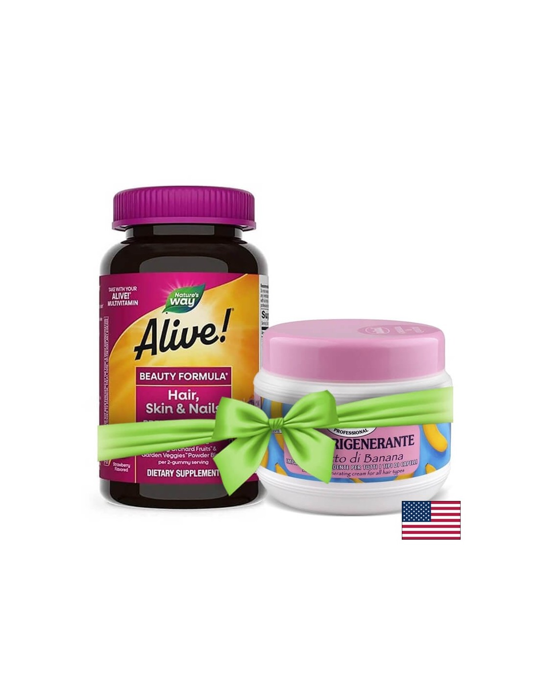 Alive! Hair, Skin & Nails Multivitamin Gummy Premium Formula / Алайв! Коса, кожа и нокти - премиум формула, 60 желирани таблетки Nature’s Way - Feel You