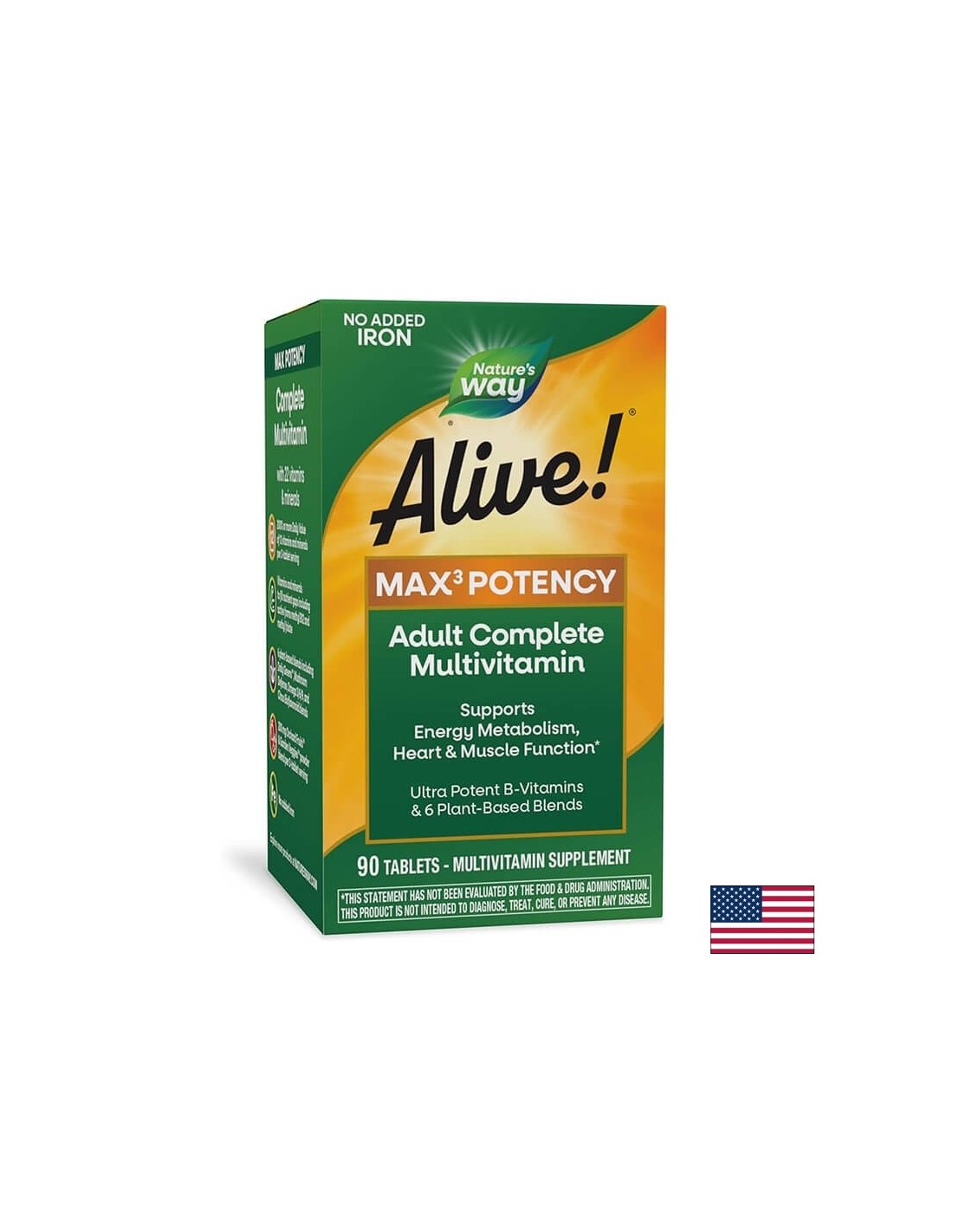 Alive!® Max6 Max Potency Multivitamin (No Iron) Алайв! / Мултивитамини максимум сила (без добавено желязо), 90 капсули Nature’s Way - Feel You