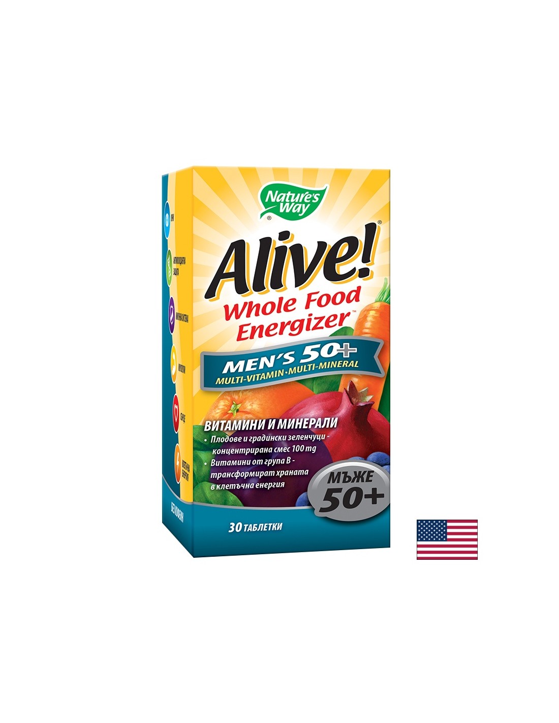 Alive Men’s 50+ / Aлайв! Mултивитамини за мъже 50+, 30 таблетки Nature’s Way - Feel You