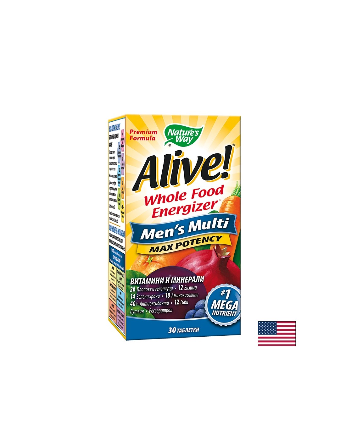 Alive! Men's Multi Max Potency / Алайв! Мултивитамини за мъже x 30 таблетки Nature’s Way - Feel You