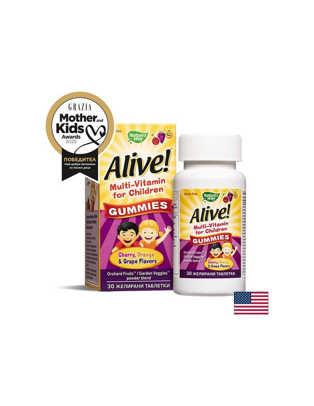 Alive! Multi-Vitamin for Children Gummies / Алайв! Мултивитамини за деца, 30 желирани таблетки Nature’s Way - Feel You