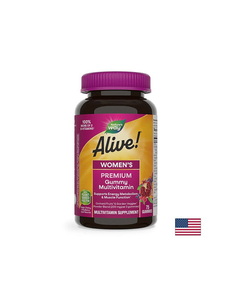 Alive! Women's Premium Gummies Multivitamin / Алайв! Премиум мултивитамини за жени, 75 желирани таблетки Nature’s Way - Feel You