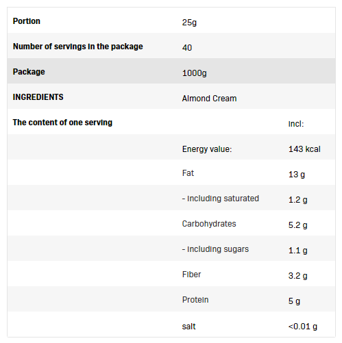 Almond Cream - Crunchy - 1.00 кг - Feel You