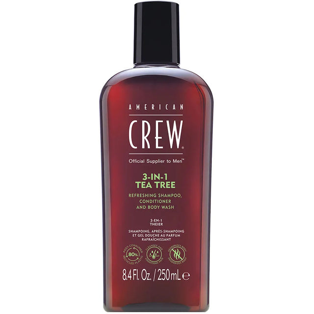 American Crew, 3-In-1 Tea Tree, Tea Tree Oil, Hair Shampoo, Conditioner & Shower Gel 3-In-1, For Moisturizing, 250 ml - Feel You