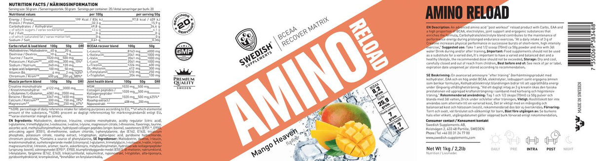 Amino Reload | BCEAA Recover Matrix - 1000 грама - Feel You