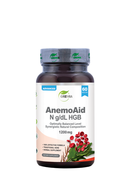 AnemoAid N g/dL HGB Синергична Натурална Композиция От Билки И Натурални Съставки – 1200 mg, 60 Caps. - Feel You